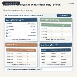 Restaurant Food Hygiene & Kitchen Safety Pack UK | Printable Records (Digital Download)