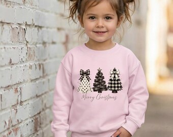 Maglione natalizio per bambini Buon Natale | Felpa per bambine e bambini | Completo natalizio con alberi di Natale | Look natalizio per tutta la famiglia