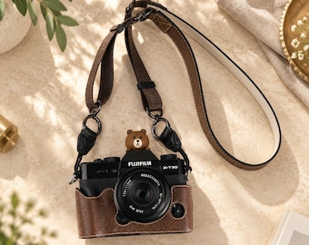 Fujifilm Kameratasche, Halbhülle aus PU-Leder für XT50, XT5, XT30, XS20 und XS10, Vintage-Schutz für spiegellose Kameras, ideales Geschenk für Fotografen