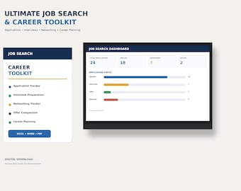 Sollicitatietracker & loopbaanplanner | Spreadsheet voor het zoeken naar werk en interviewtoolkit