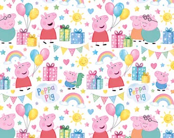 Cute Pig Birthday Gift Wrap - Cute Pink Pig - Pig Family Gift Wrap - Pink Pig Wrapping Paper - Children's Pig Banner - Wrapping Paper Kids