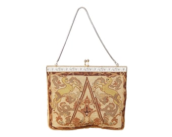 Vintage 1950's TAPESTRY RAM Design Metal Frame PURSE