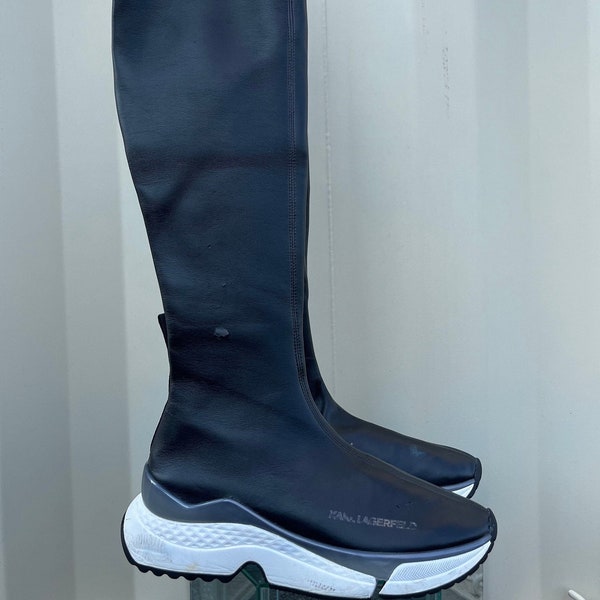 Karl Lagerfeld ‘Fox’ Thigh High Vegan Leather Sneaker Sock Boots