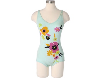 Vintage 60's Mod Floral One Piece Swimsuit | Structured 1 Piece Bathing Suit