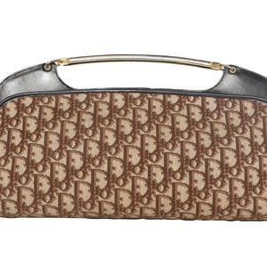 Vintage 1970er Jahre Christian Dior Monogram Top Handle Clutch Tasche