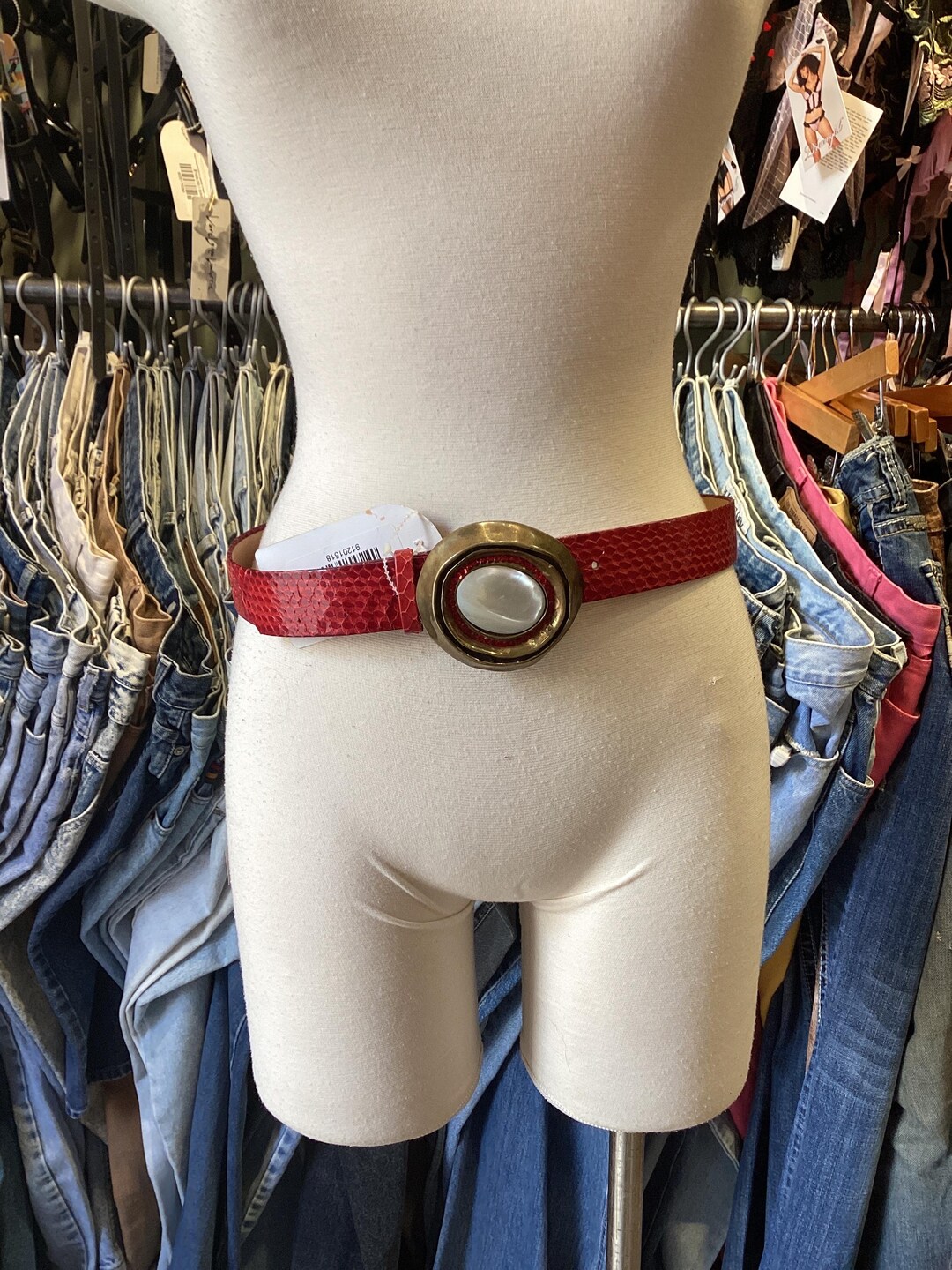 Vintage Red Rhinestone Snakeskin Stone Belt - Etsy display picture 1