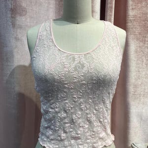 Top corto in pizzo velato Kiki vintage anni '70 Italia