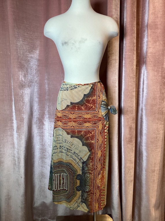 Vintage Y2K Jean Paul Gaultier Soliel Currency Photo Print Sarong