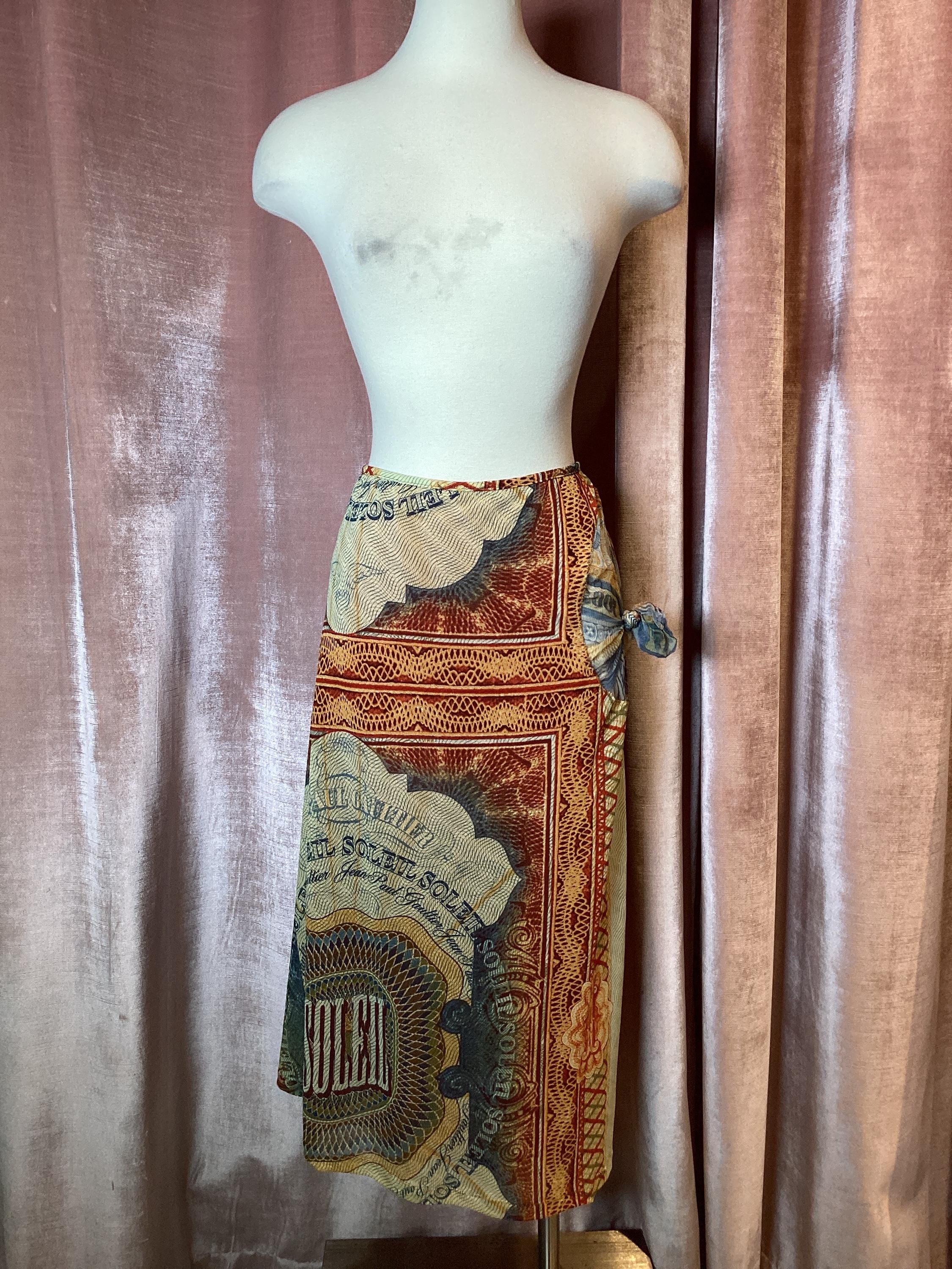Vintage Y2K Jean Paul Gaultier Soliel Currency Photo Print Sarong