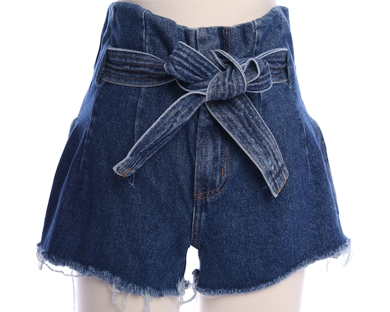 Vtg 90s PAPERBAG High Waisted Belted Denim Jean S… - image 1