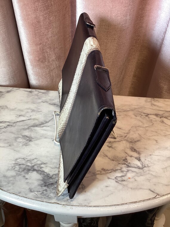 Vintage 1970’s leather snakeskin python envelope … - image 3