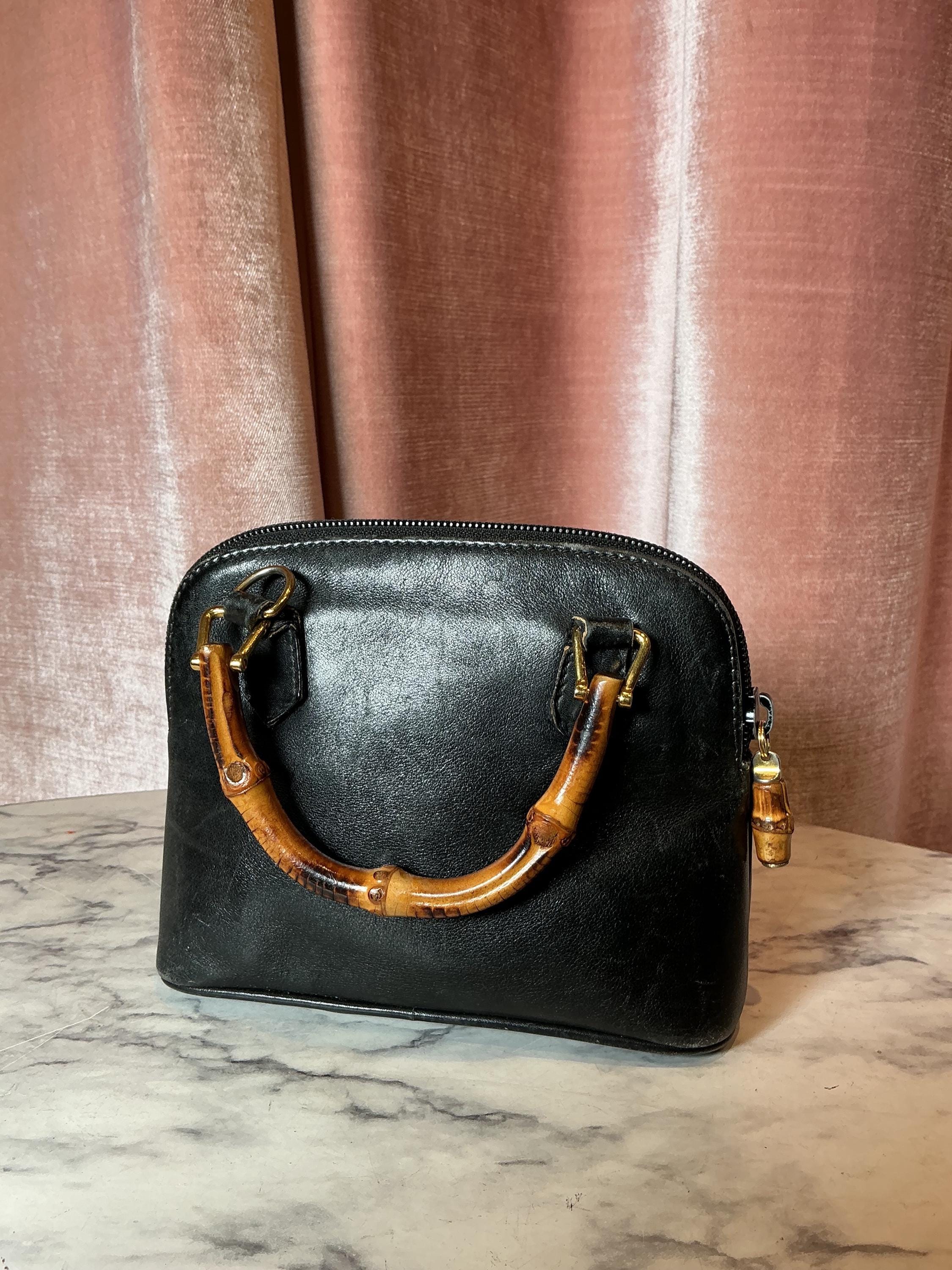 バッグ GUCCI BAMBOO HANDLE LEATHER HAND BAG Gucci Bamboo 1947 medium bag in black leather | GUCCI® CA