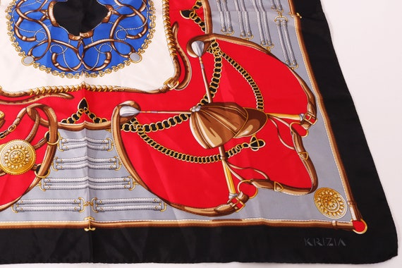 Vintage Krizia Baroque Print Silk Scarf | Gold Ch… - image 3