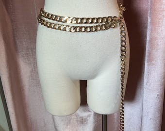 CAROLEE Vintage Gold Women\'s Chain Belt with Medallions Signed Vintage Carolee Gold Belt Heart Charm, Adjustable Designer  main image 3