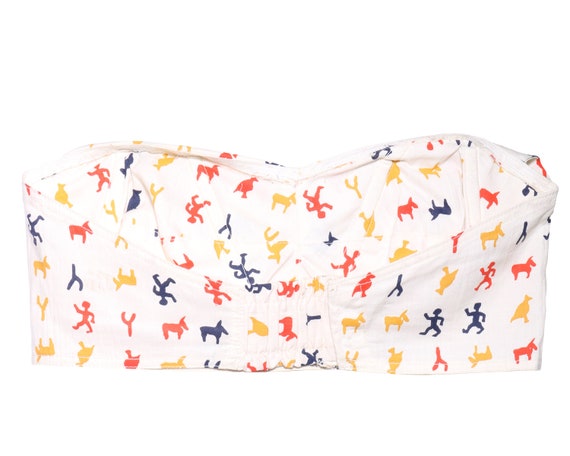 Vtg 50s ANIMAL NOVELTY Cartoon Print Strapless Bra