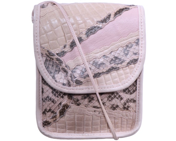 Vtg 80s CARLOS FALCHI Patchwork Abstract Snakeskin