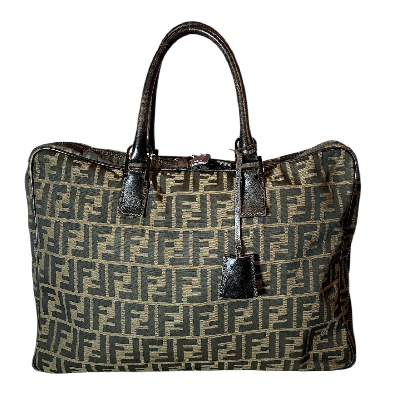 Vintage Y2K Fendi Laptop Zucca FF Logo Lap Top Briefcase Work Bag