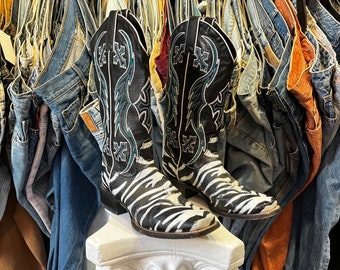 Vintage Y2k Nocona Boots Goth Zebra Cowgirl Boots - Etsy