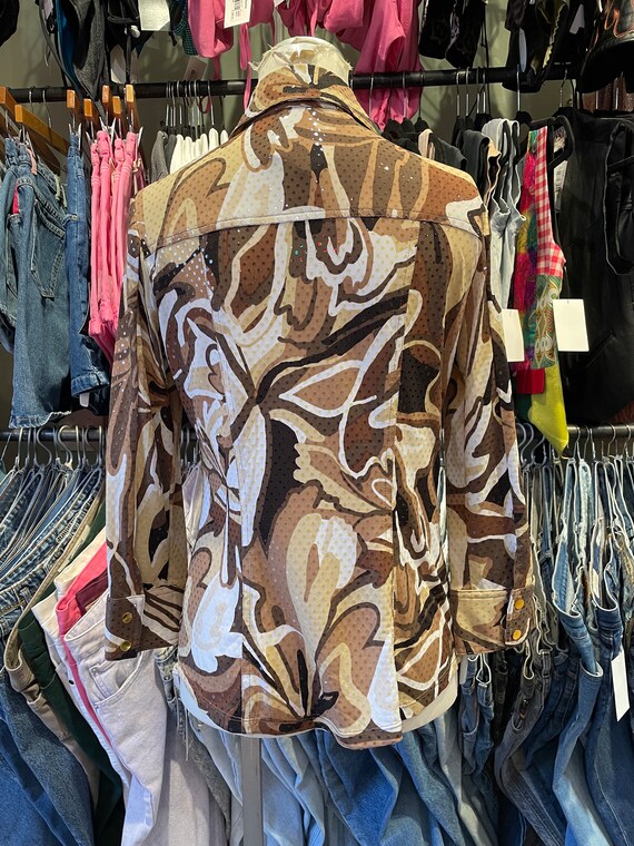 Vintage y2k Caché Sequin Disco Snap Button Down B… - image 3