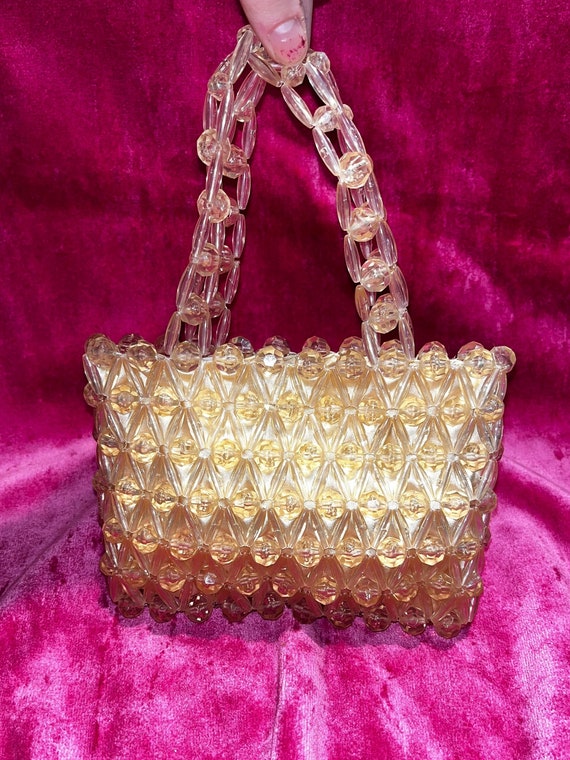 Vintage 60's plastic BEADED Clutch bag