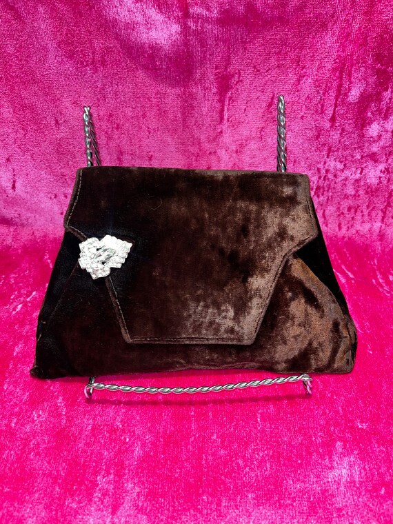 Vintage 20s velvet mini evening bag