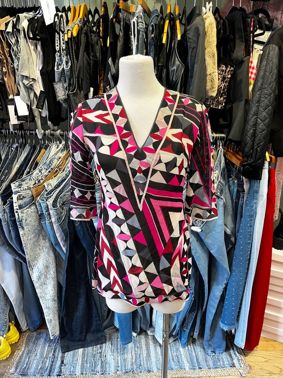 Emilio Pucci, Vintage Emilio Pucci 70s sheer silk Blouse