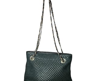 Vintage 1980’s Bally Quilted Lambskin Leather Chain Strap Shoulder Bag
