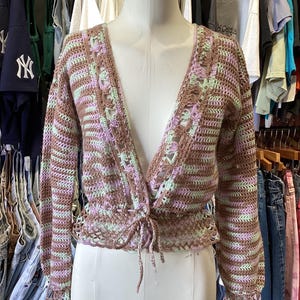 Vintage 1970’s Handknit Crotchet Cardigan