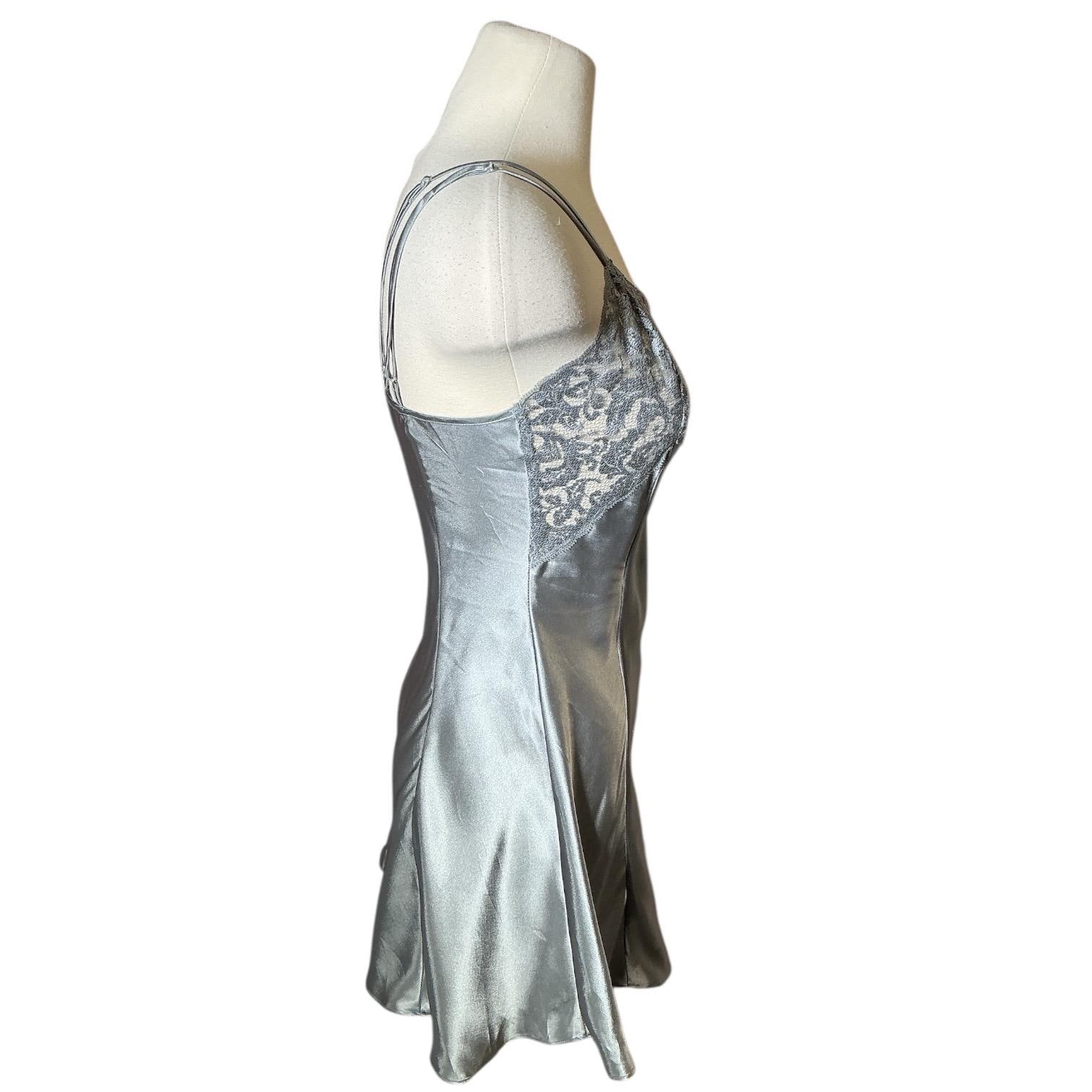 victoria secret silver dress Vintage Victoria's Secret Silver Slip dress gray size L