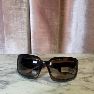 Vintage Y2K Early 2000s Chanel Tortoise Mask Sunglasses