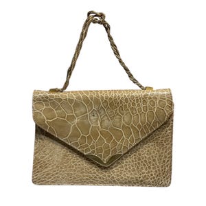 Vintage 1950s alligator croc embossed mini envelope flap mini chain top handle bag