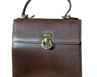 Bolso mini Bally vintage de piel marrón chocolate con asa superior, años 90