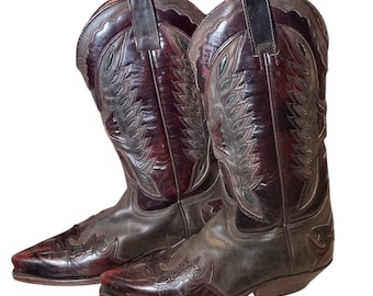 Vintage Y2K Sendra Burgundy Heart Western Rodeo Leather Cowgirl