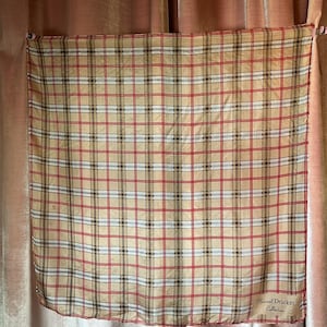 Vintage Y2K Marcel Drucker Plaid Beige Red & Black Checkered Shawl silk scarf