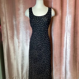 Vintage 90s Black Polka Dot Dress: Sleeveless Retro Boho Fashion