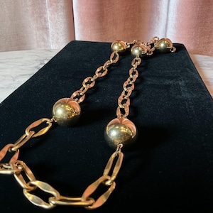 Vintage 1980s ball gold chain long necklace chain belt