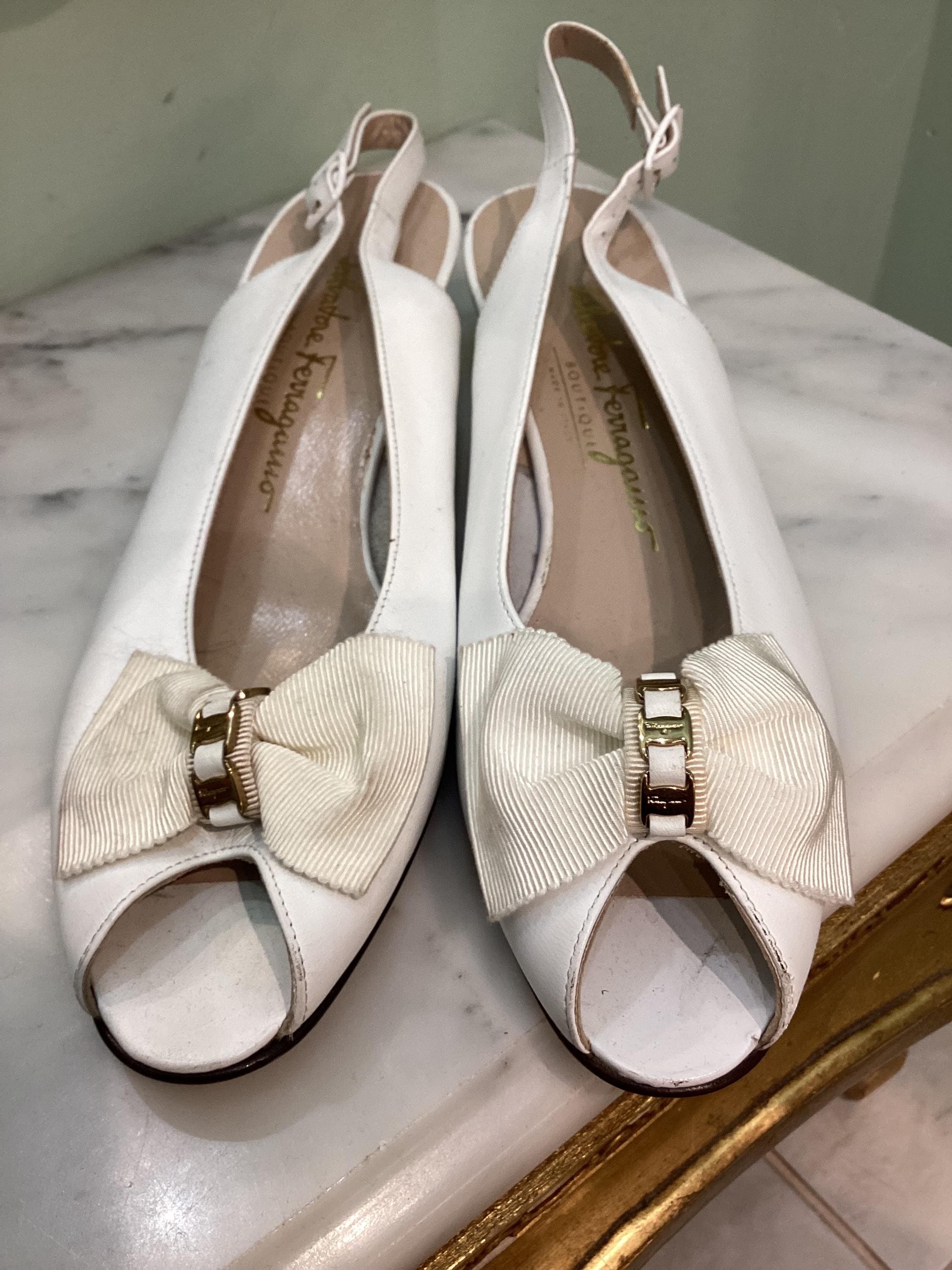Vintage 80s Salvatore Ferragamo Leather Low Heel Size 8 - Etsy