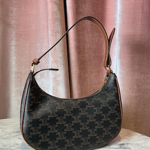 Celine Ava Bag in Triomphe Canvas and Calfskin leather Shoulder bag