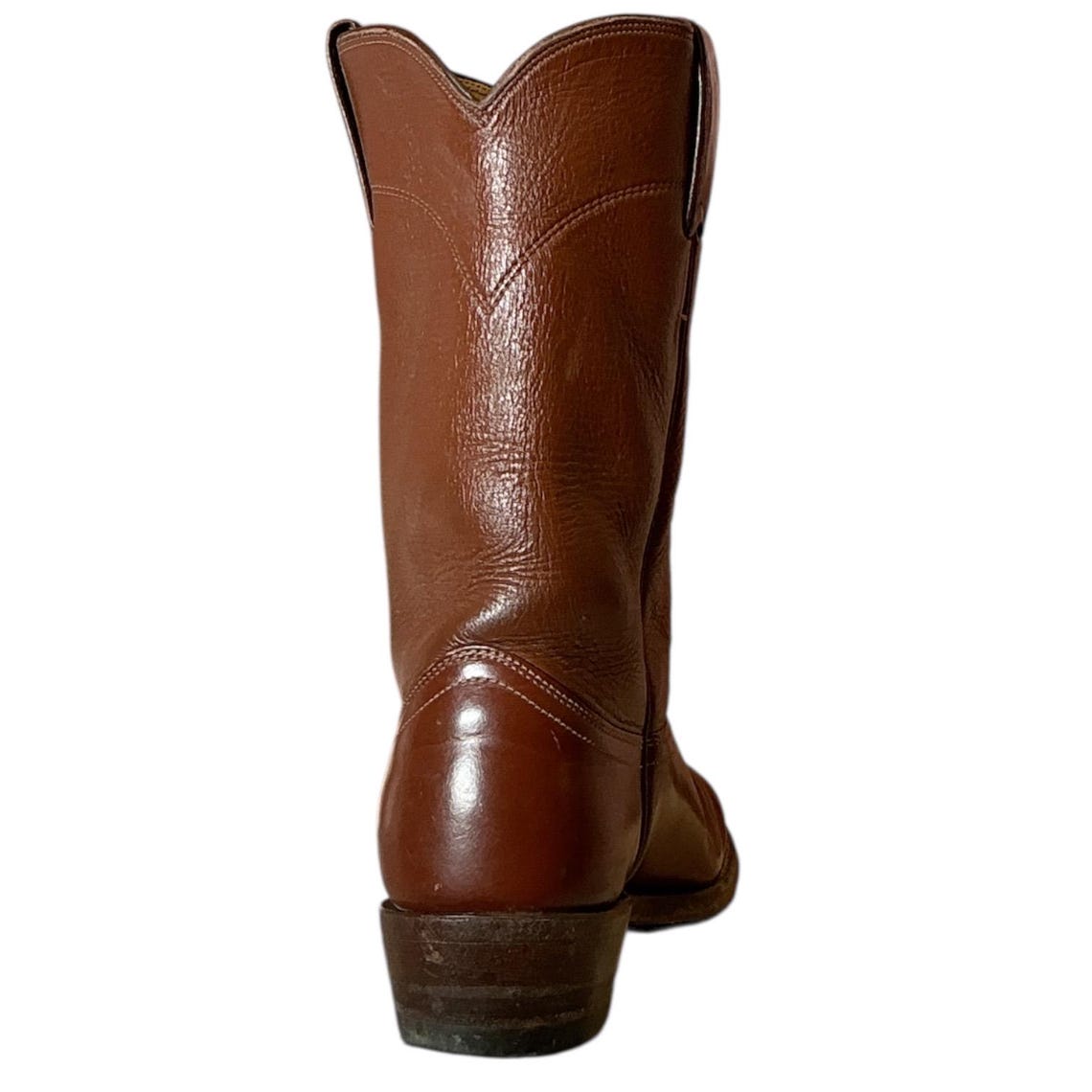 Vintage 90s Tony lama cowboy cowgirl cognac leather flat ankle roper rodeo boots 6 B, foto 3 di 5