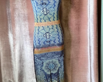 Vintage Jean Paul Gaultier Soleil Currency Print One Shoulder Maxi