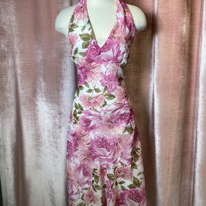 Vintage Y2K Halter Slip Midi Floral Dress