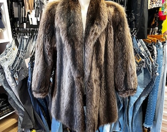 Vintage 80’s Jordache Faux Fox Fur Short Coat medium