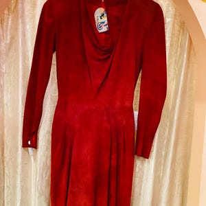 Vintage 1980’s Red leather Suede mini dress