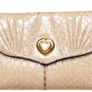 Vintage Judith Leiber Schlangenleder Mini Geldbörse - Beige Tan