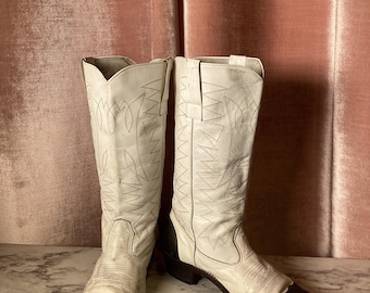 Vintage 90's Cap toe leather cowboy cowgirl boots 7