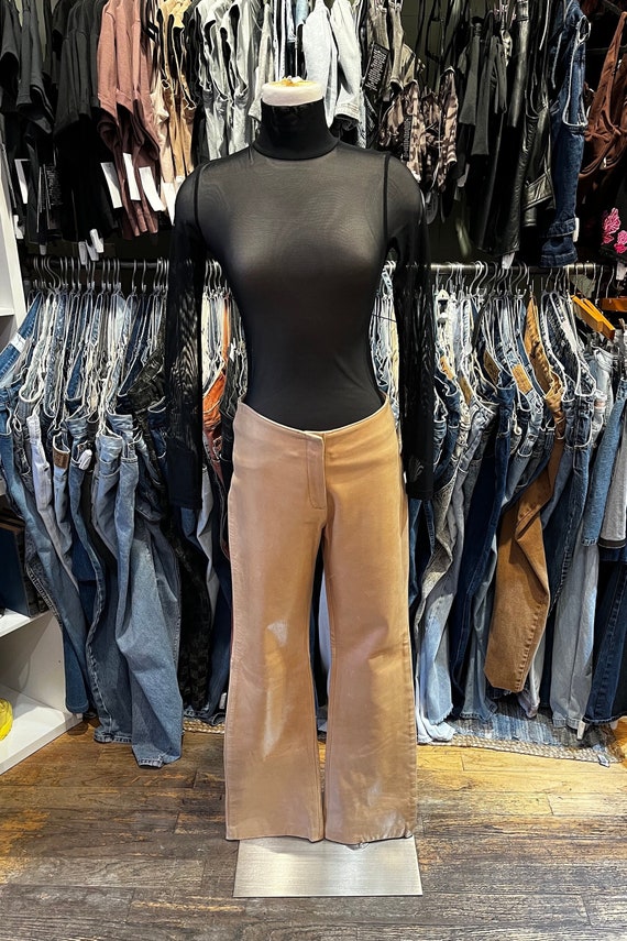Vintage 70s tan Leather flare Trouser Pants
