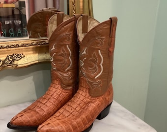 Vintage 90s Croc Leather Cowboy Western Boots