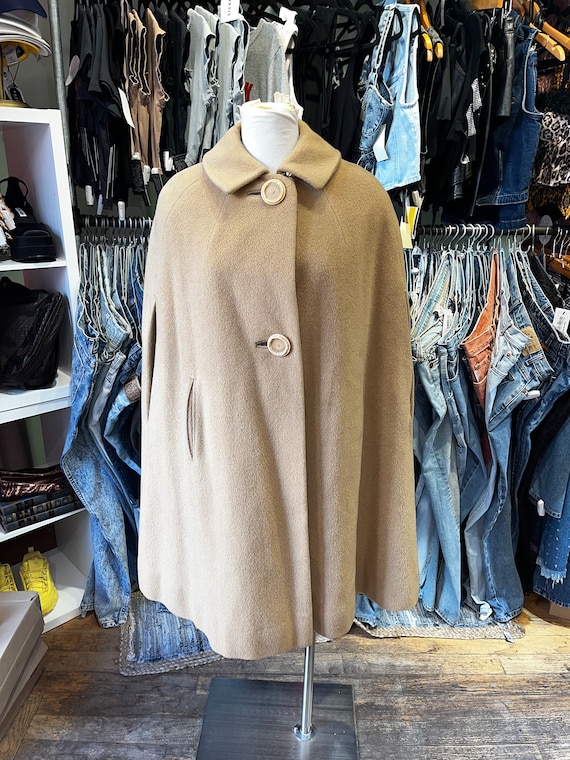 Vintage 40s long wool cape jacket - image 1