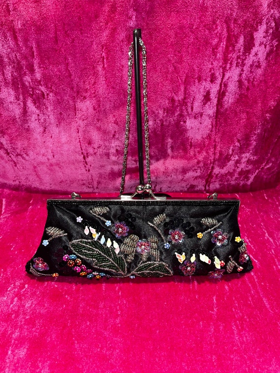 Vintage y2k beaded floral mini frame bag