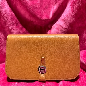 Cartera de mano plegable de cuero genuino para pasaporte